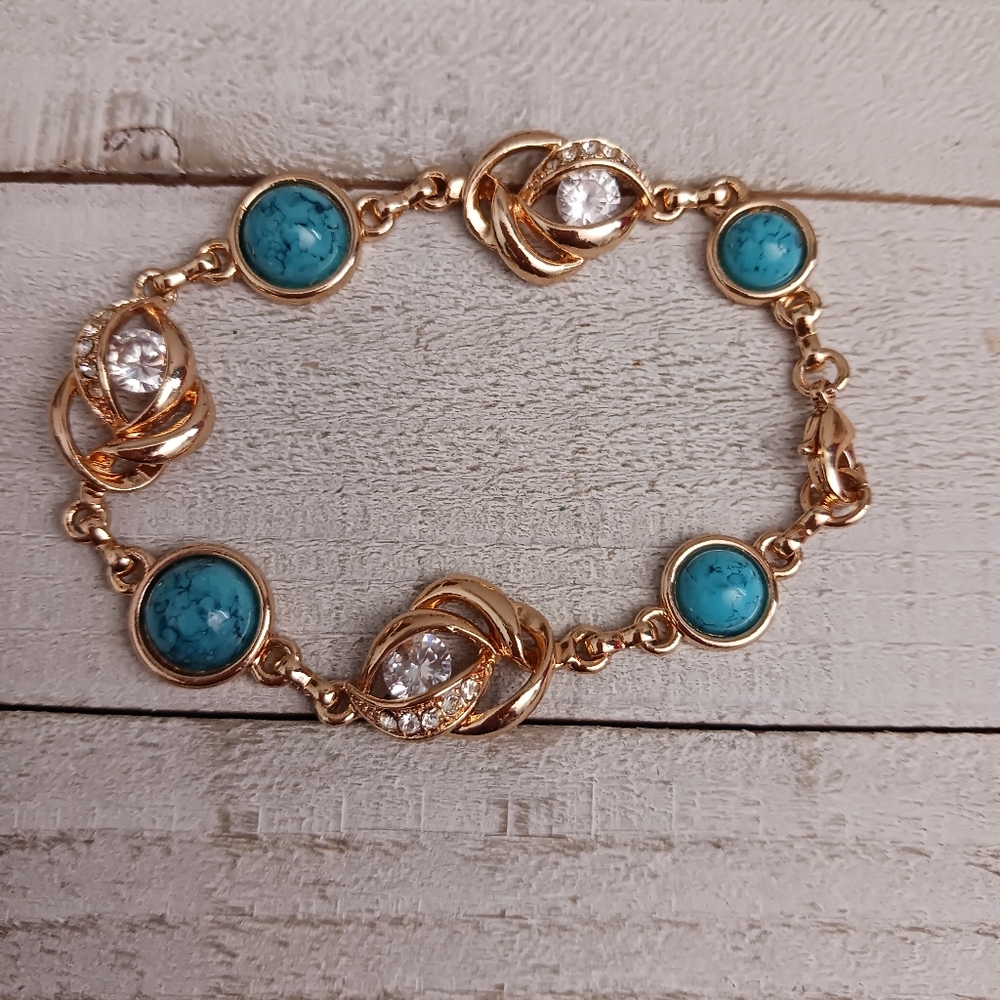 Goldtone & Turquoise Bracelet